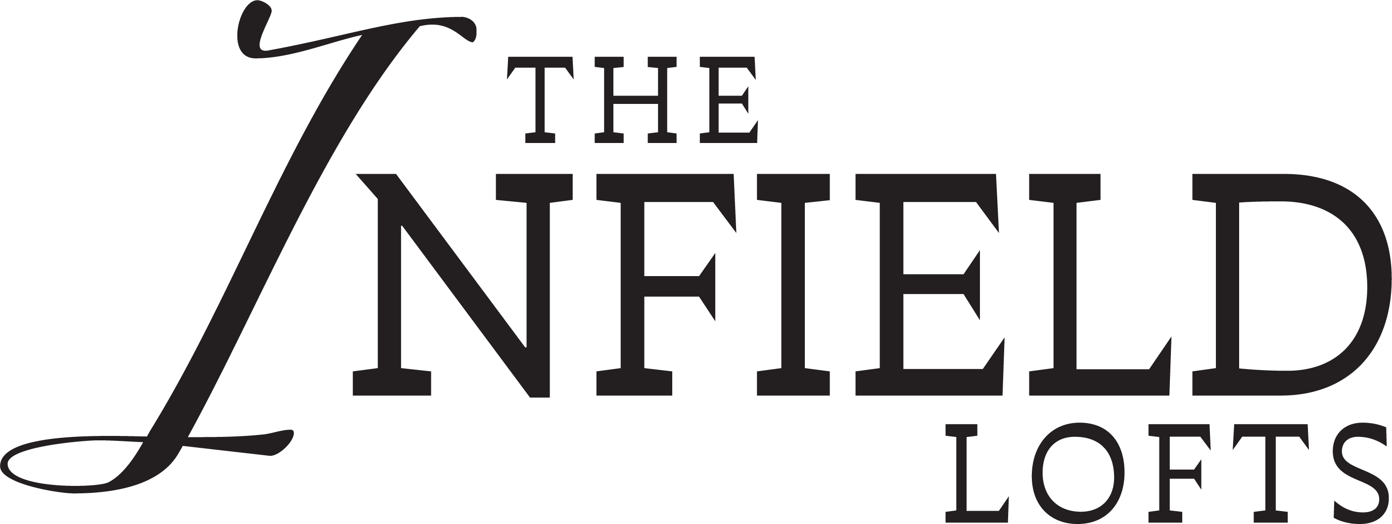 The image shows a logo with the text "THE INFIELD LOFTS" in a stylized font.