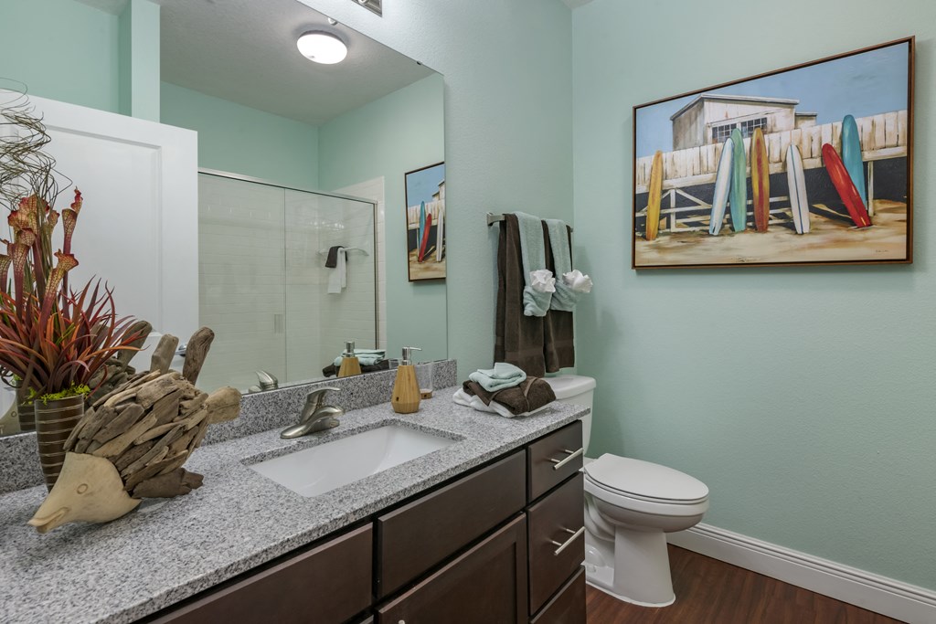 a bathroom with a sink and a toilet and a mirror