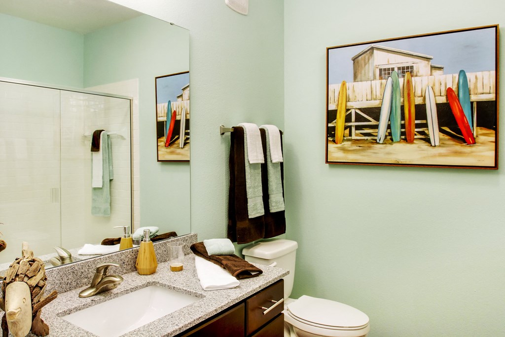 a bathroom with a sink and a toilet and a mirror