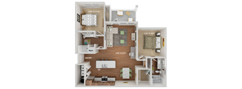 2 bedroom 2 bathroom floorplan 1086sf