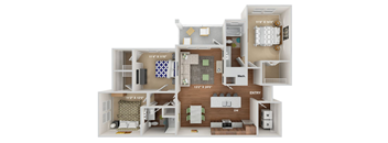 3 bedroom 2 bathroom floorplan 1305sf