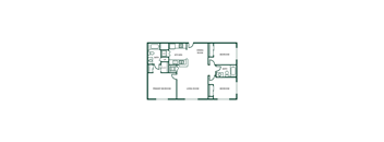 A floor plan of a house with a living room, dining room, kitchen, and four bedrooms.