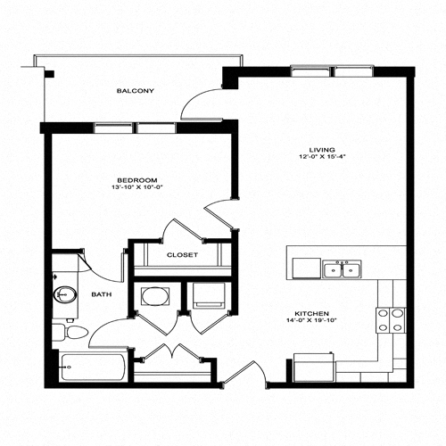 A1 - 750 sqft floor plan