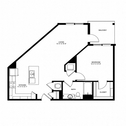 A2 - 865 sqft floor plan