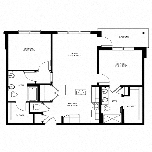 B1 - 1093 sqft floor plan