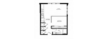 One bedroom one bathroom floor plan