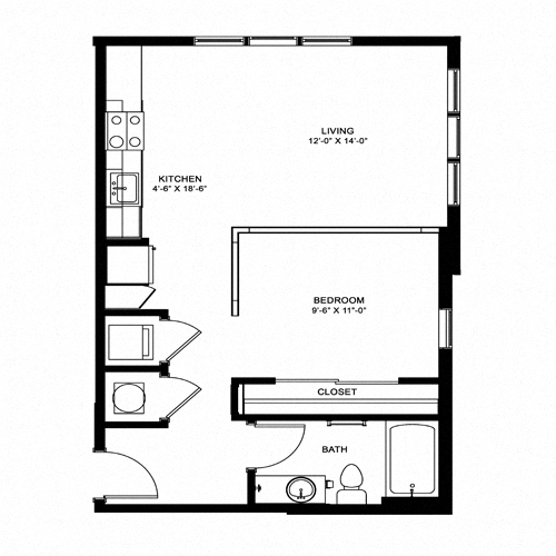 S2 - 628 sqft floor plan