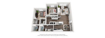 2 bedroom 2 bathroom floorplan