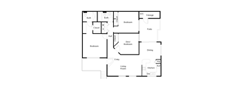 3 bedroom 2 bathroom floorplan at The Village at Sun Valley Apartments, Mesa