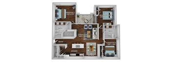 Three Bedroom Two Bathroom Floor Plan 1266