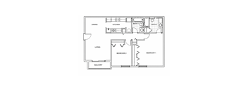 A black and white floor plan of a house with labeled rooms.