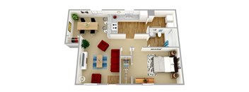 One Bedroom One Bath 749 Square Feet at King's Ridge Apartments, Newport News, 23608