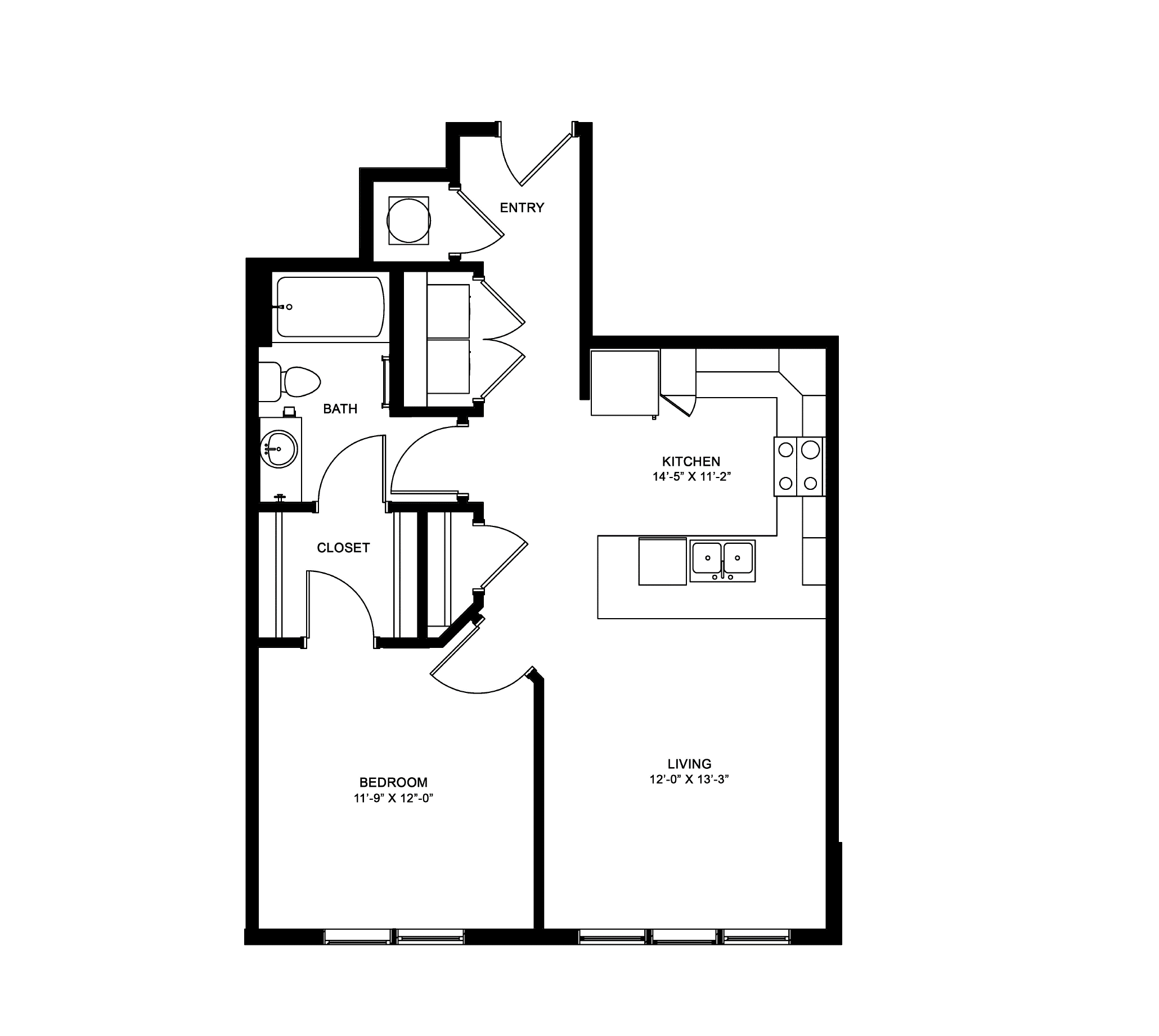 A3 - 735 sqft floor plan