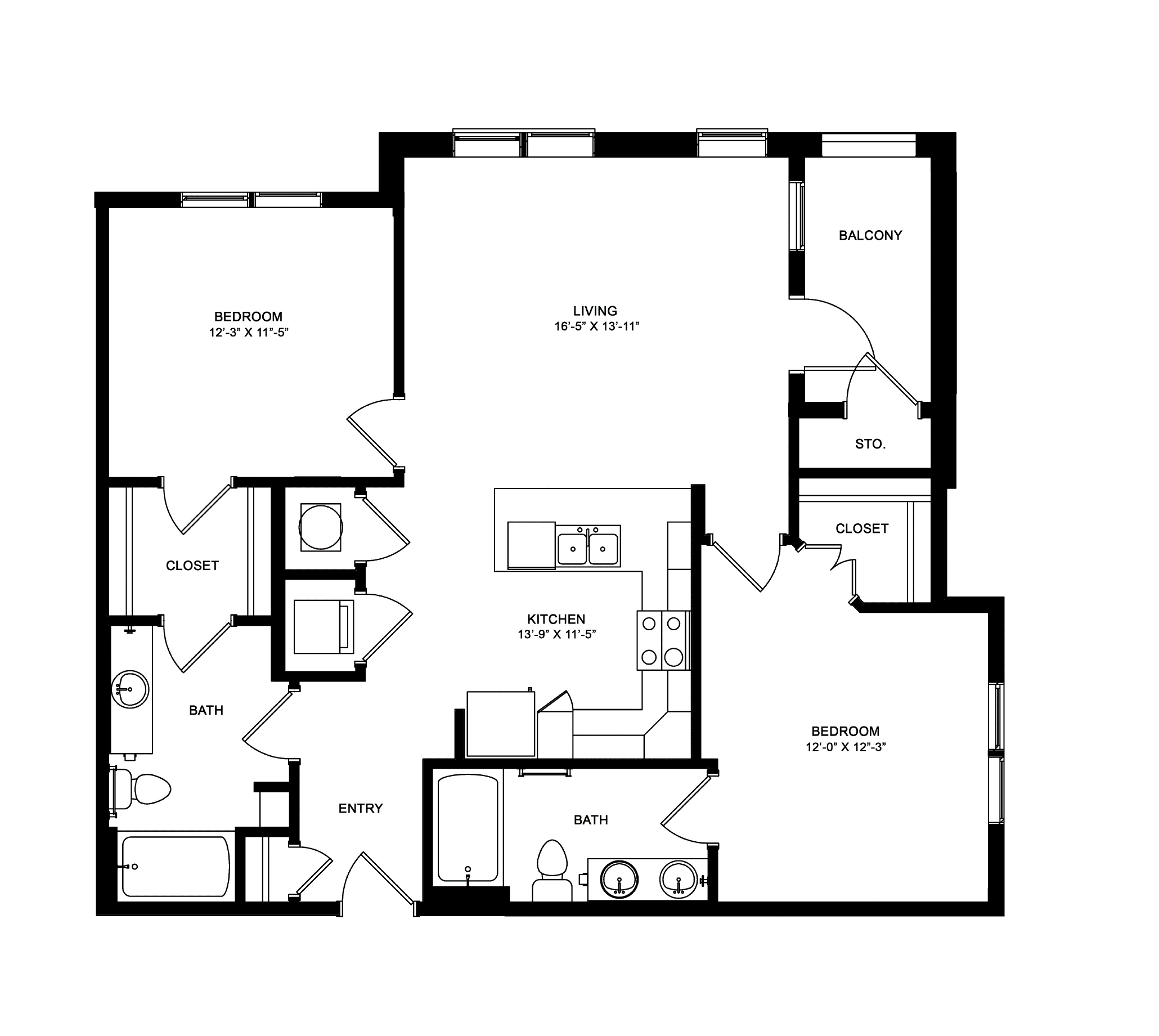 B3 - 1100 sqft floor plan