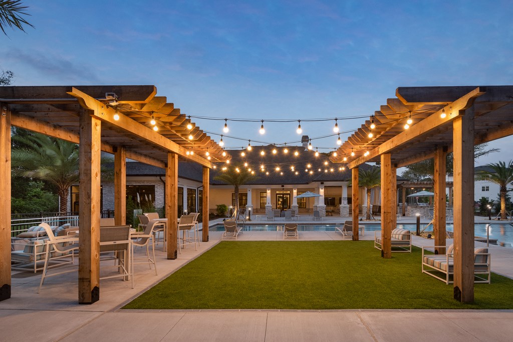 the pool and patio at the club