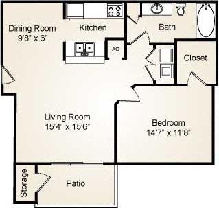 Westport 1b1b floor plan