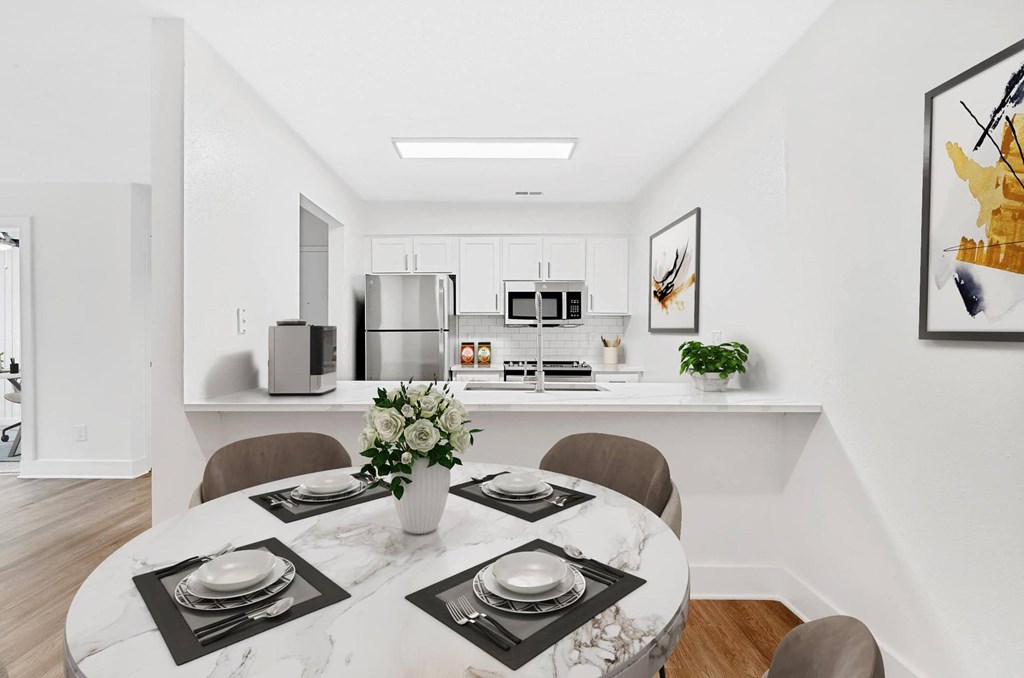 Dining And Kitchen at Woodlyn on the Green Apartment Homes, Cary, North Carolina