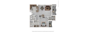 a furnished floor plan with a fireplace