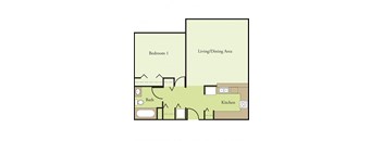 1 Bedroom 1 Bathroom Floor Plan