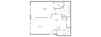 a floor plan of a house with a bedroom and a living room