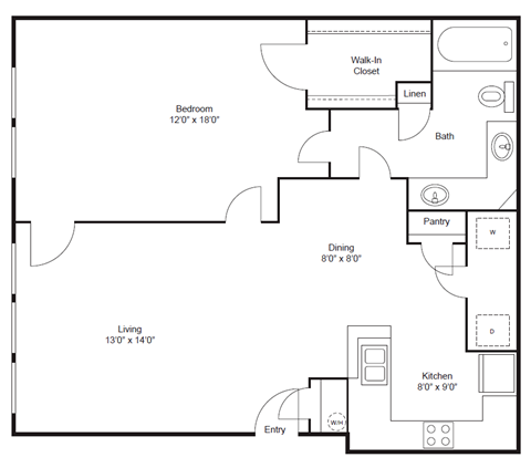 a floor plan of a house with a bedroom and a living room