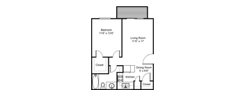 floorplan of one bedroom apartment
