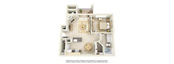 1 bed 1 bath Floor Plan 707