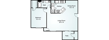 Cypress one bedroom floorplan