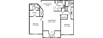 a floor plan of a house with a bedroom and a living room