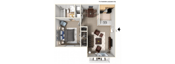 A series of images showing different views of a small apartment layout.