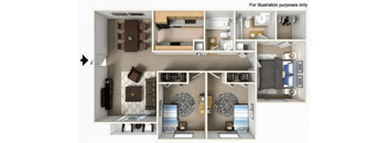 A series of images showing different room layouts for illustration purposes.