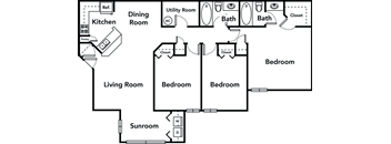 3 bedroom 2 bathroom floorplan