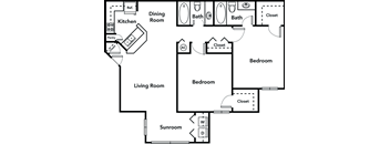 2 bedroom 2 bathroom floorplan