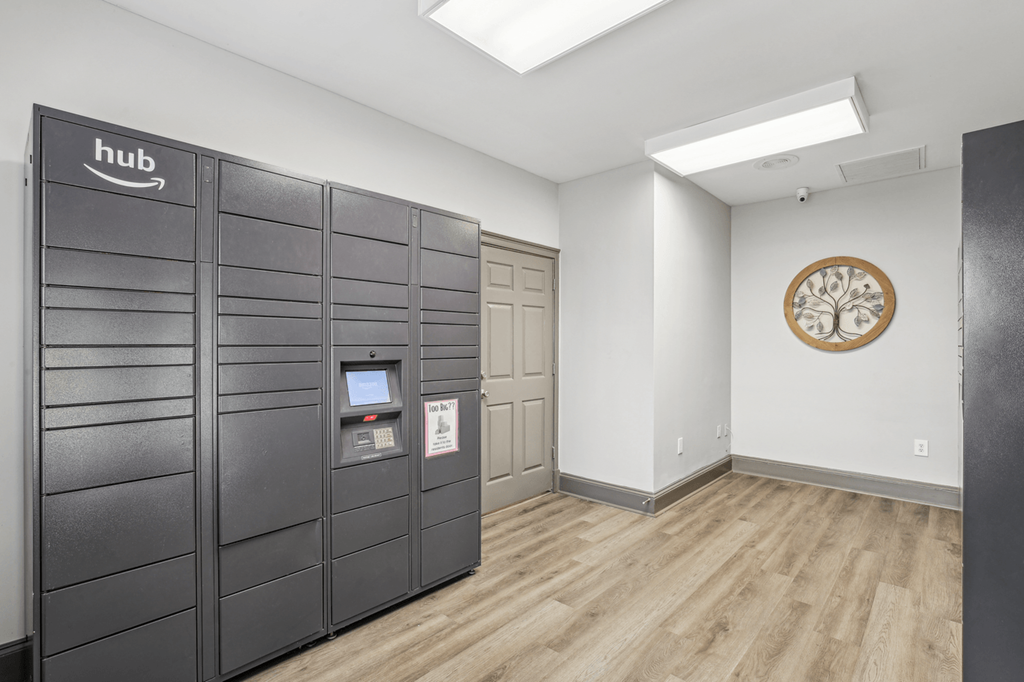 mail center with package lockers