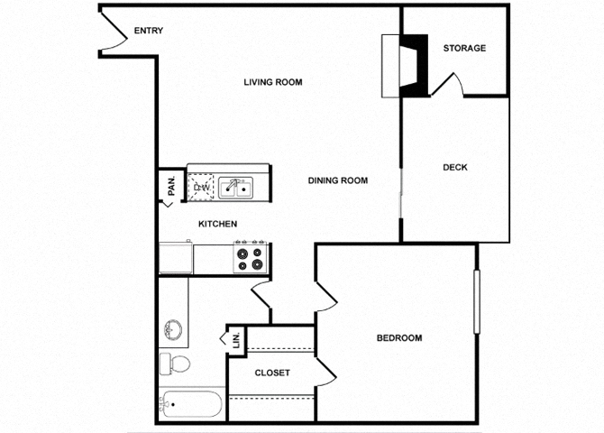 One Bedroom One Bathroom Floor Plan 761 Square Feet