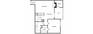 One Bedroom One Bathroom Floor Plan 761 Square Feet