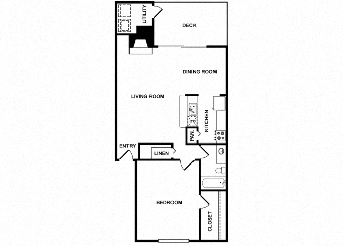 One Bedroom One Bathroom Floor Plan 821 Square Feet
