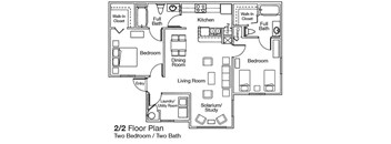 Two bedroom two bath floor plan