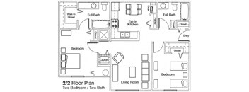 Two Bedroom Two Bathroom Floor Plan