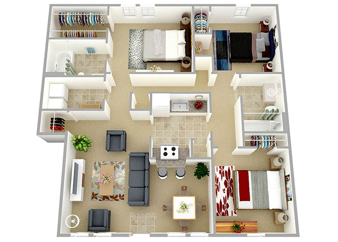 3 Bed 2 Bath Floor Plan 1200 Sqft