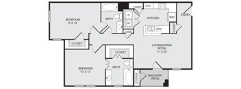 A black and white image of a floor plan for a house.