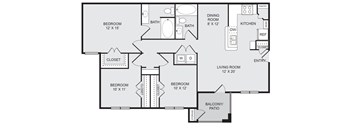 A black and white image of a floor plan for a house.