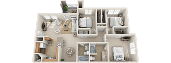 a floor plan of a house with bedrooms and a living room