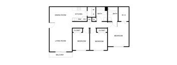 3 bedroom 2 bathroom floorplan