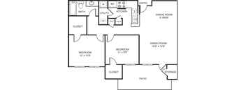 2 bedroom 1 bathroom floor plan