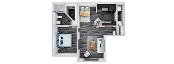 One Bedroom One Bathroom Floorplan 706