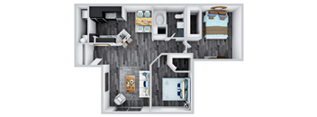 Two Bedroom One Bathroom Floorplan 909-1025