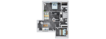 Two Bedroom Two Bathroom Floorplan 966-1063