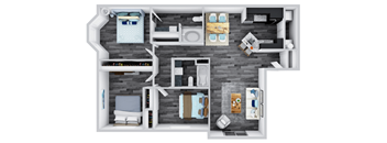 Three Bedroom Two Bathroom Floor Plan 1225