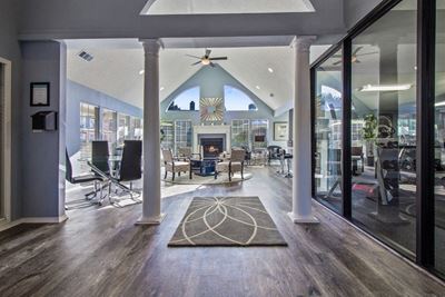 Entrance of the clubhouse with the lounge area.